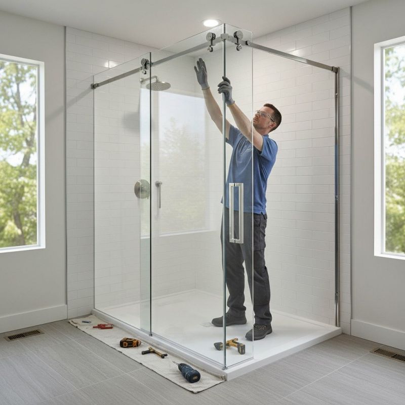 Local Glass Shower Door Installation pros at work